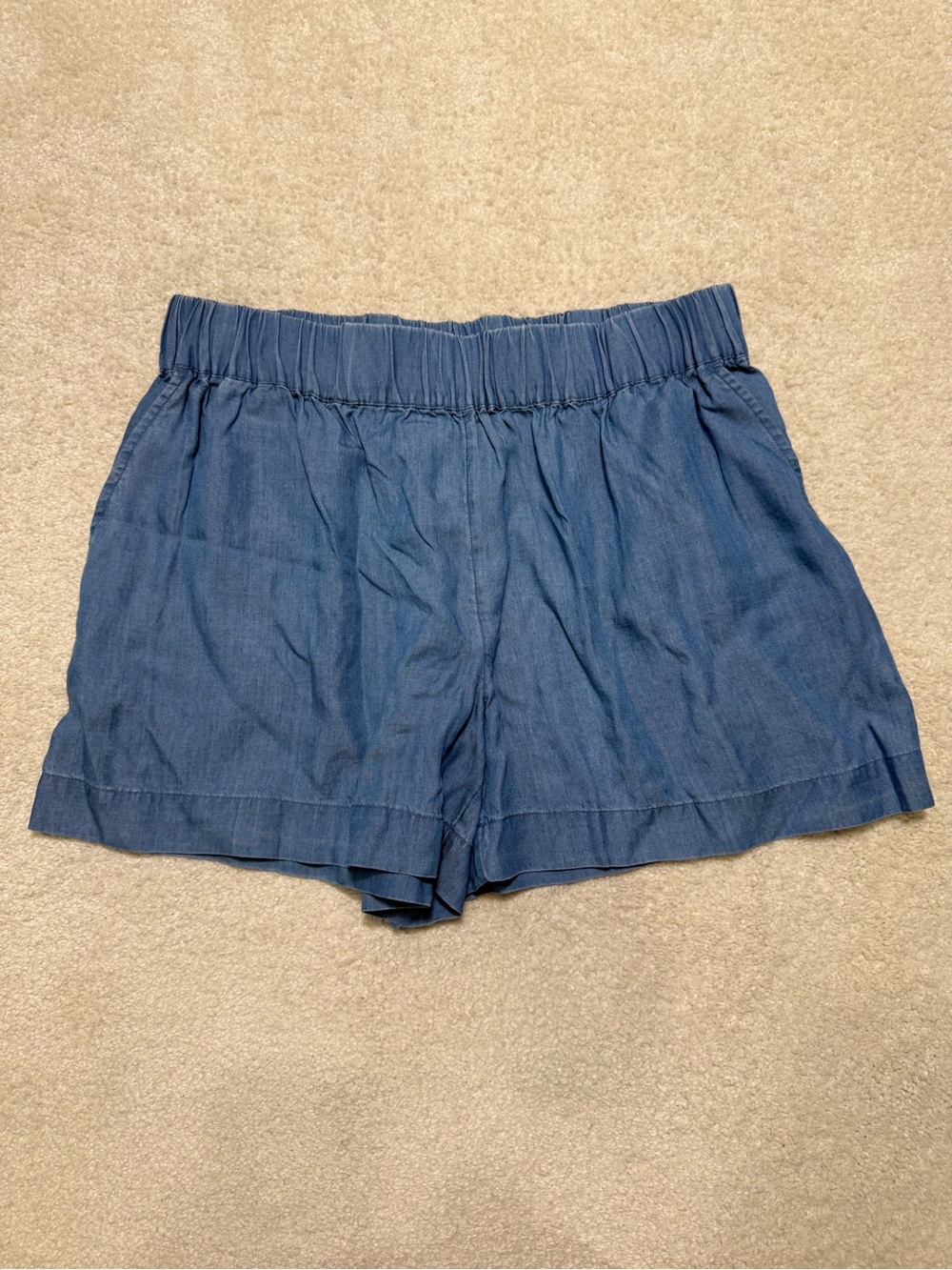 ON 34th Chambray Tencel Lyocell High Waist Pull On Elastic Waist Shorts Medium